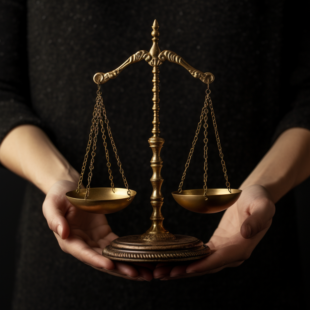 person holding a balance scale